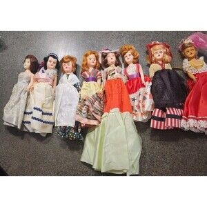 Vintage Set Of 8 Dolls 1930s-1960s 8" Dolls